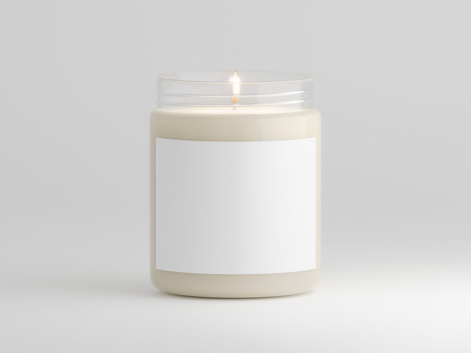 Scented soy candle mockup with blank label for logo, text or design